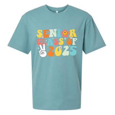 Senior 2025 Class Of 2025 Seniors Graduation Retro Groovy Sueded Cloud Jersey T-Shirt
