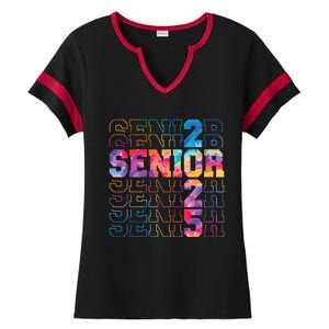 Senior 2025 Class Of 2025 Tie Dye Senior 25 Graduation Ladies Halftime Notch Neck Tee