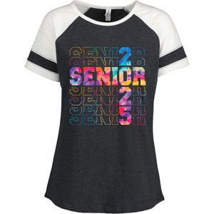 Senior 2025 Class Of 2025 Tie Dye Senior 25 Graduation Enza Ladies Jersey Colorblock Tee