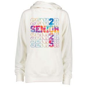 Senior 2025 Class Of 2025 Tie Dye Senior 25 Graduation Womens Funnel Neck Pullover Hood