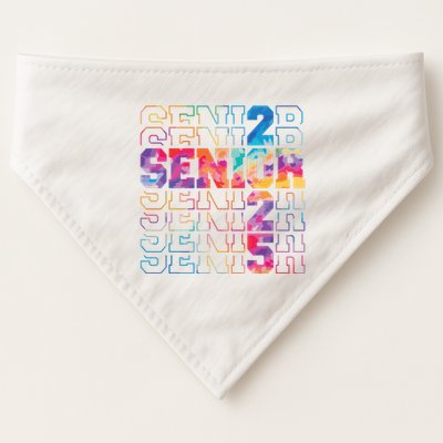 Senior 2025 Class Of 2025 Tie Dye Senior 25 Graduation USA-Made Doggie Bandana