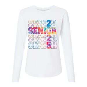 Senior 2025 Class Of 2025 Tie Dye Senior 25 Graduation Womens Cotton Relaxed Long Sleeve T-Shirt