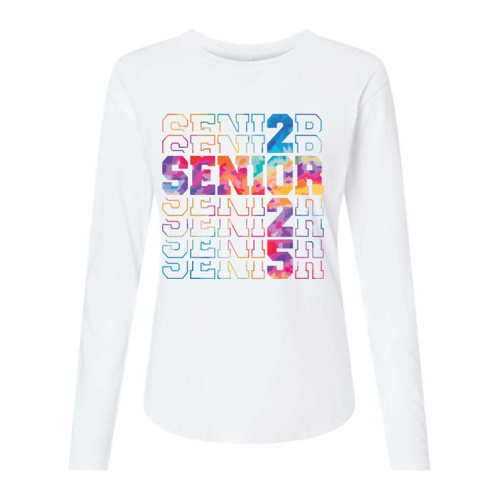 Senior 2025 Class Of 2025 Tie Dye Senior 25 Graduation Womens Cotton Relaxed Long Sleeve T-Shirt