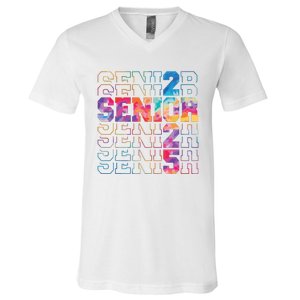 Senior 2025 Class Of 2025 Tie Dye Senior 25 Graduation V-Neck T-Shirt