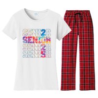 Senior 2025 Class Of 2025 Tie Dye Senior 25 Graduation Women's Flannel Pajama Set