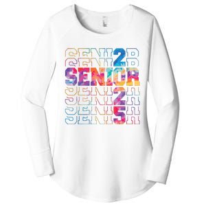 Senior 2025 Class Of 2025 Tie Dye Senior 25 Graduation Women's Perfect Tri Tunic Long Sleeve Shirt