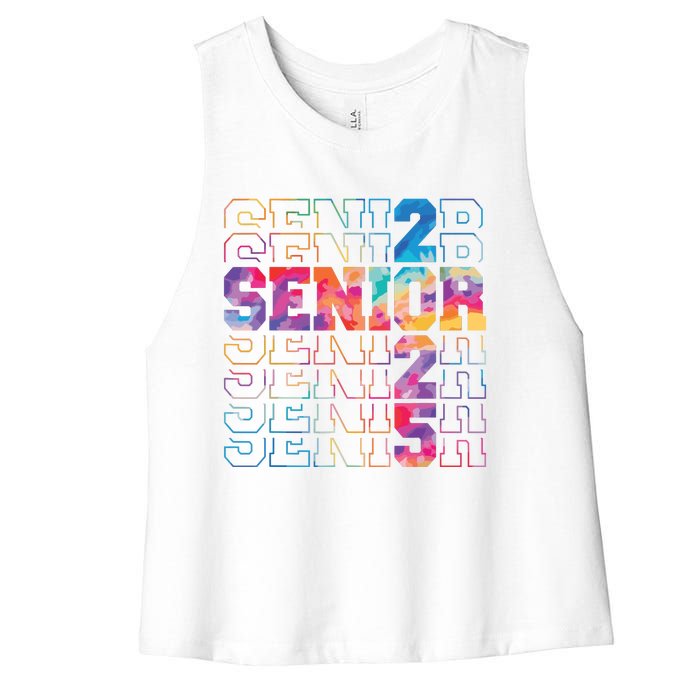 Senior 2025 Class Of 2025 Tie Dye Senior 25 Graduation Women's Racerback Cropped Tank