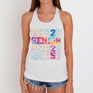 Senior 2025 Class Of 2025 Tie Dye Senior 25 Graduation Women's Knotted Racerback Tank