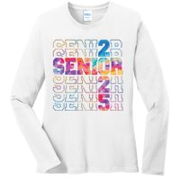 Senior 2025 Class Of 2025 Tie Dye Senior 25 Graduation Ladies Long Sleeve Shirt