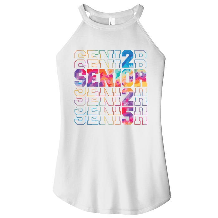 Senior 2025 Class Of 2025 Tie Dye Senior 25 Graduation Women's Perfect Tri Rocker Tank