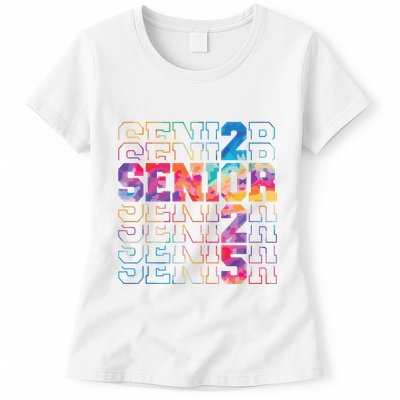 Senior 2025 Class Of 2025 Tie Dye Senior 25 Graduation Womens T-Shirt