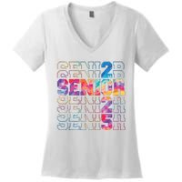 Senior 2025 Class Of 2025 Tie Dye Senior 25 Graduation Women's V-Neck T-Shirt