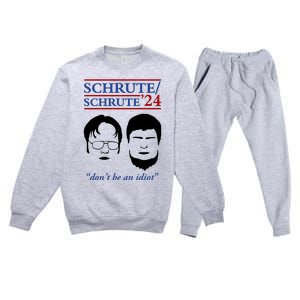 Schrute 24 DonT Be An Idiot Premium Crewneck Sweatsuit Set