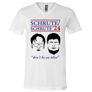 Schrute 24 DonT Be An Idiot V-Neck T-Shirt