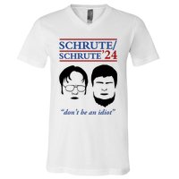 Schrute 24 DonT Be An Idiot V-Neck T-Shirt