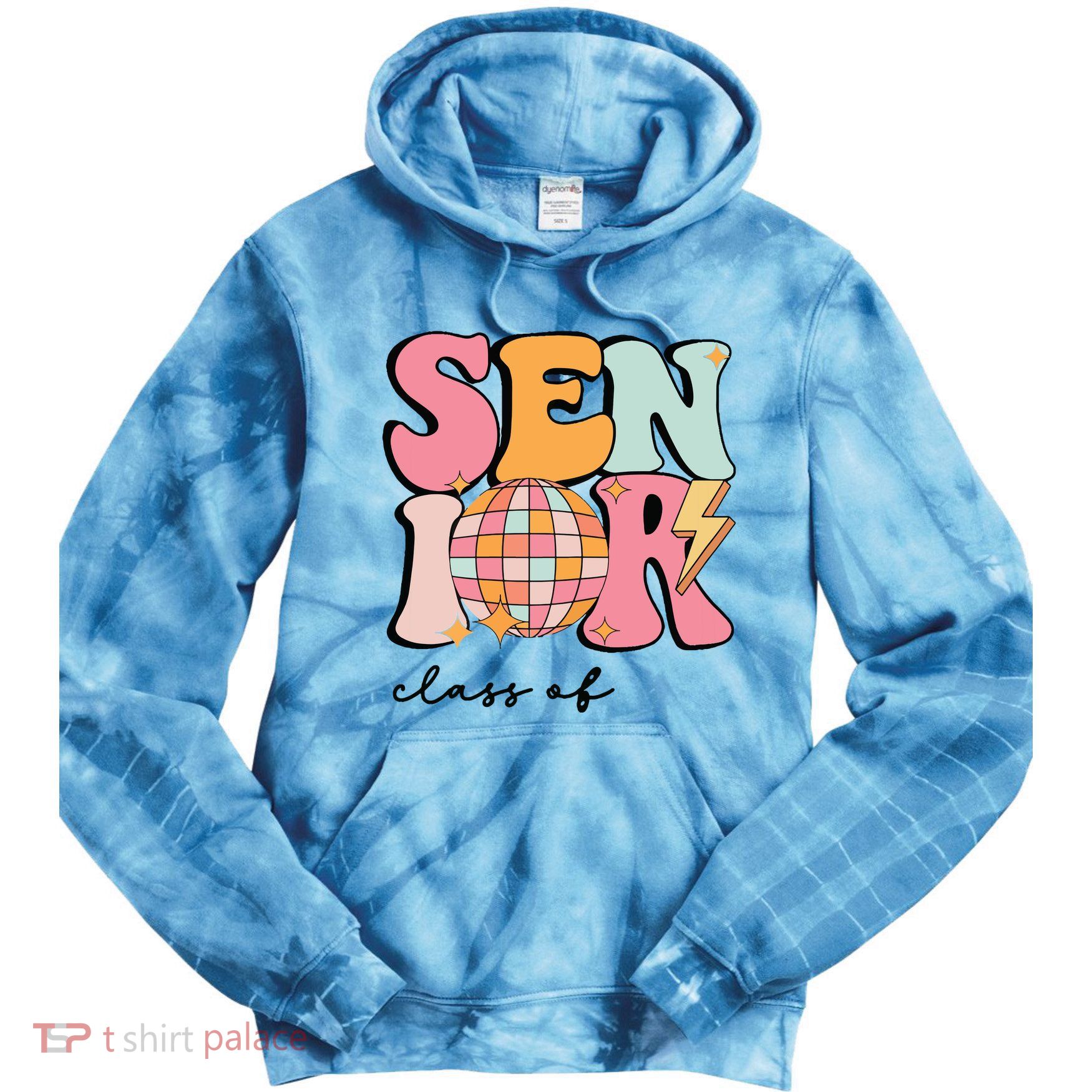 Senior 2025 Disco Ball Cute Retro Groovy Girl Tie Dye Hoodie
