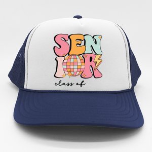 Senior 2025 Disco Ball Cute Retro Groovy Girl Trucker Hat