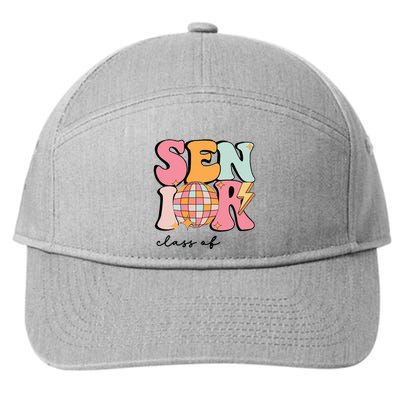 Senior 2025 Disco Ball Cute Retro Groovy Girl 7-Panel Snapback Hat