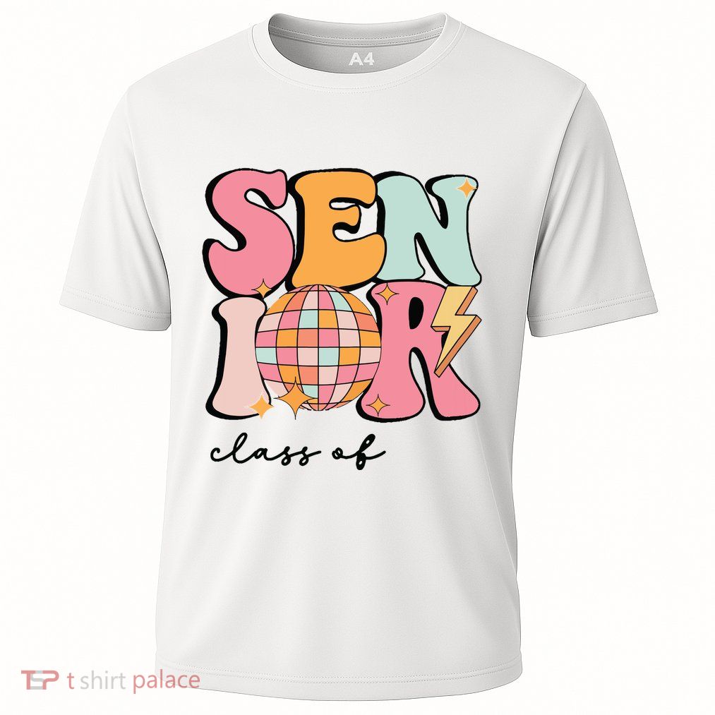 Senior 2025 Disco Ball Cute Retro Groovy Girl Performance Shirt