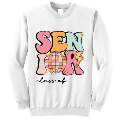 Senior 2025 Disco Ball Cute Retro Groovy Girl Sweatshirt