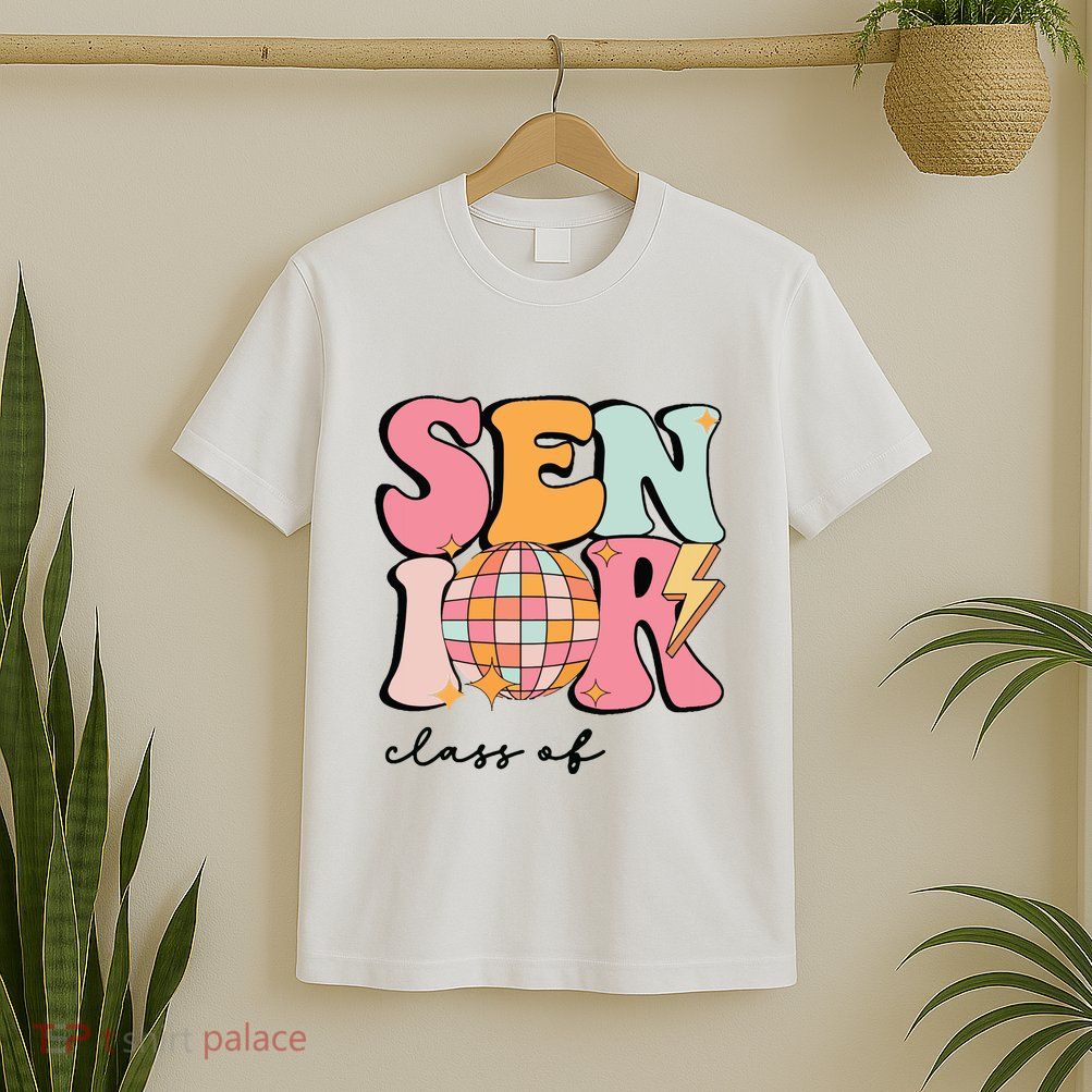Senior 2025 Disco Ball Cute Retro Groovy Girl T-Shirt