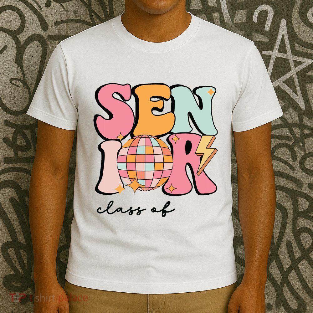 Senior 2025 Disco Ball Cute Retro Groovy Girl T-Shirt
