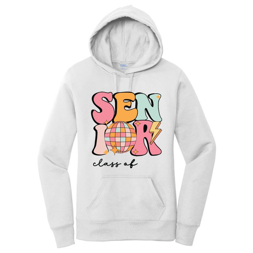 Senior 2025 Disco Ball Cute Retro Groovy Girl Women's Pullover Hoodie