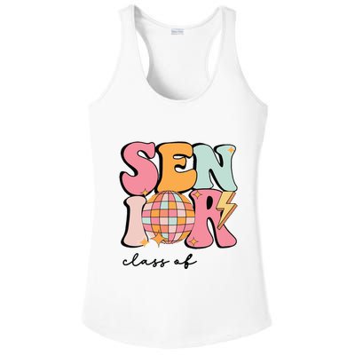 Senior 2025 Disco Ball Cute Retro Groovy Girl Ladies PosiCharge Competitor Racerback Tank