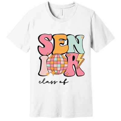 Senior 2025 Disco Ball Cute Retro Groovy Girl Premium T-Shirt
