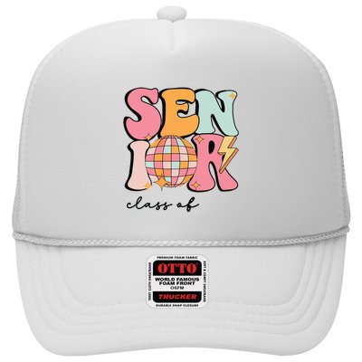 Senior 2025 Disco Ball Cute Retro Groovy Girl Trucker Hat