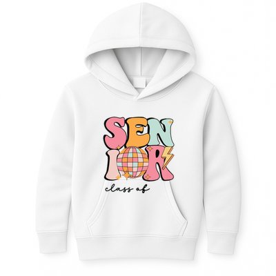 Senior 2025 Disco Ball Cute Retro Groovy Girl Kids Hoodie