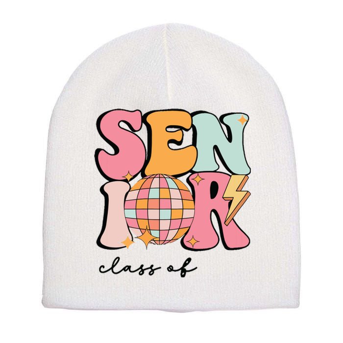 Senior 2025 Disco Ball Cute Retro Groovy Girl Short Acrylic Beanie