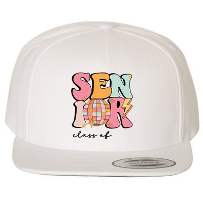 Senior 2025 Disco Ball Cute Retro Groovy Girl Wool Snapback Cap