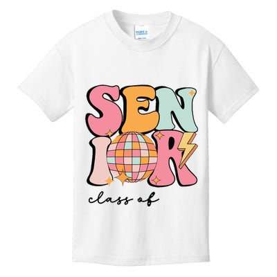 Senior 2025 Disco Ball Cute Retro Groovy Girl Kids T-Shirt
