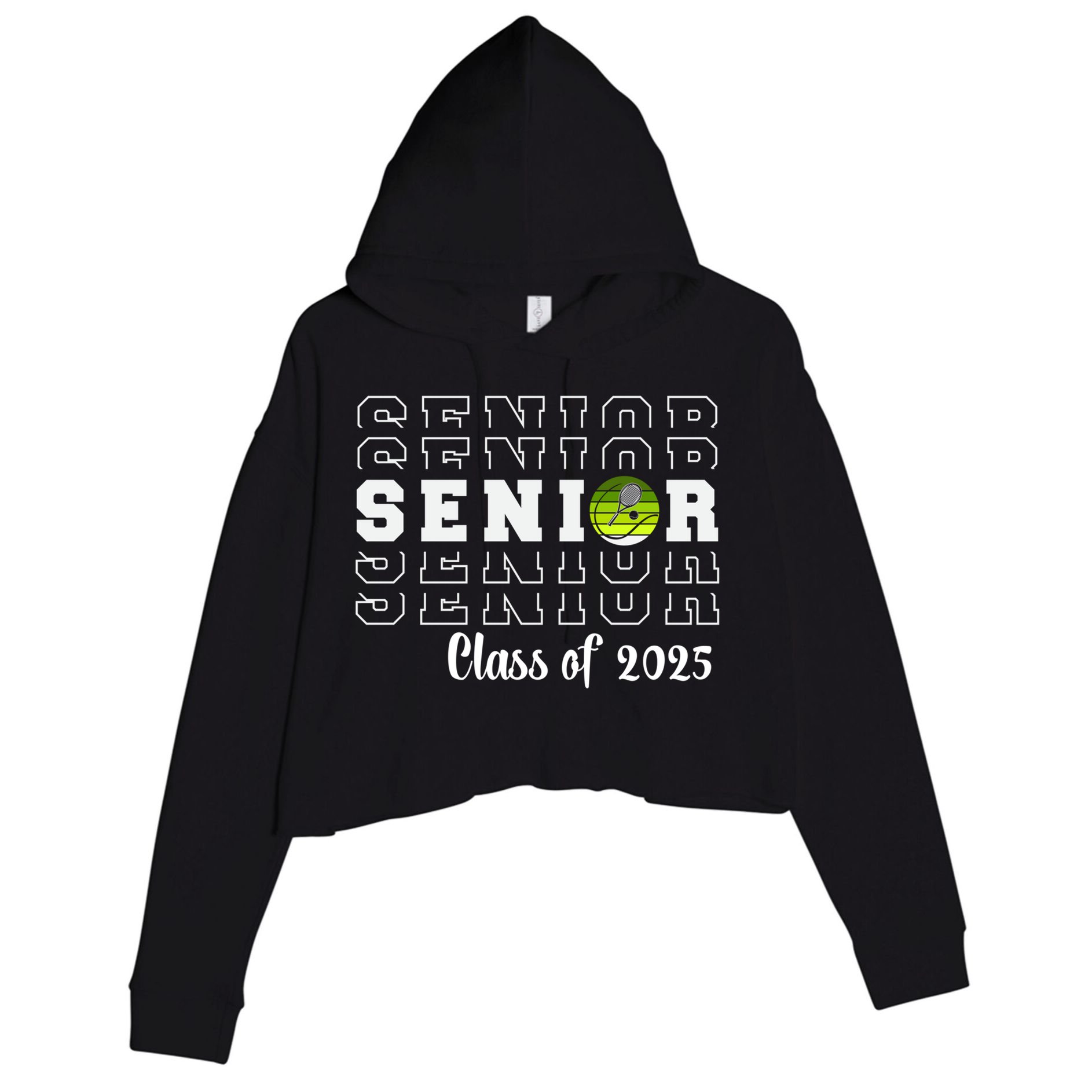 Senior 2025 Family Class Of 2025 Tennis Graduation Great Gift Crop Fleece Hoodie