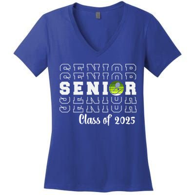 Senior 2025 Family Class Of 2025 Tennis Graduation Great Gift Women's V-Neck T-Shirt
