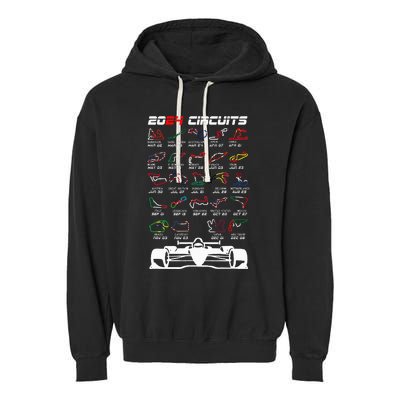 Schedule 2024 Formula Racing Track Formula Car Formula Fan Garment-Dyed Fleece Hoodie