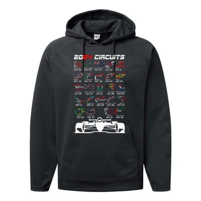 Schedule 2024 Formula Racing Track Formula Car Formula Fan Performance Fleece Hoodie