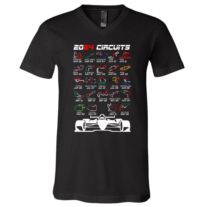 Schedule 2024 Formula Racing Track Formula Car Formula Fan V-Neck T-Shirt