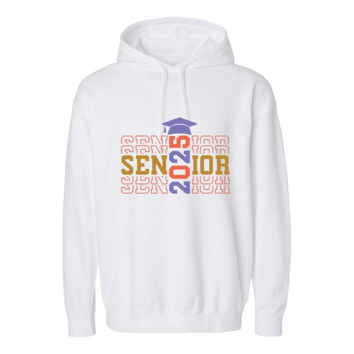 Senior 2025 Front And Back Design Garment-Dyed Fleece Hoodie