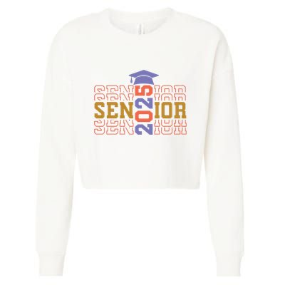 Senior 2025 Front And Back Design Cropped Pullover Crew