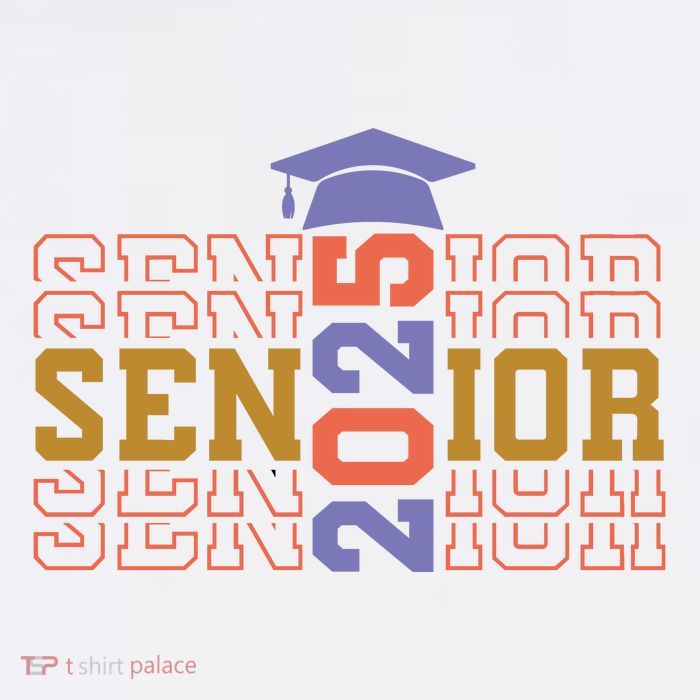 Senior 2025 Front And Back Design Cropped Pullover Crew