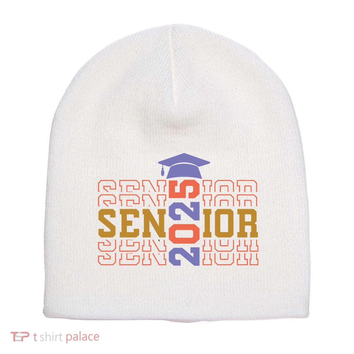 Senior 2025 Front And Back Design Short Acrylic Beanie