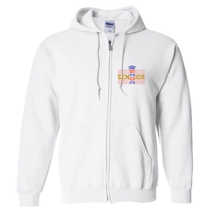 Senior 2025 Front And Back Design Full Zip Hoodie
