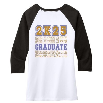 Senior 2025 Front And Back Design Women's Tri-Blend 3/4-Sleeve Raglan Shirt