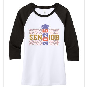 Senior 2025 Front And Back Design Women's Tri-Blend 3/4-Sleeve Raglan Shirt