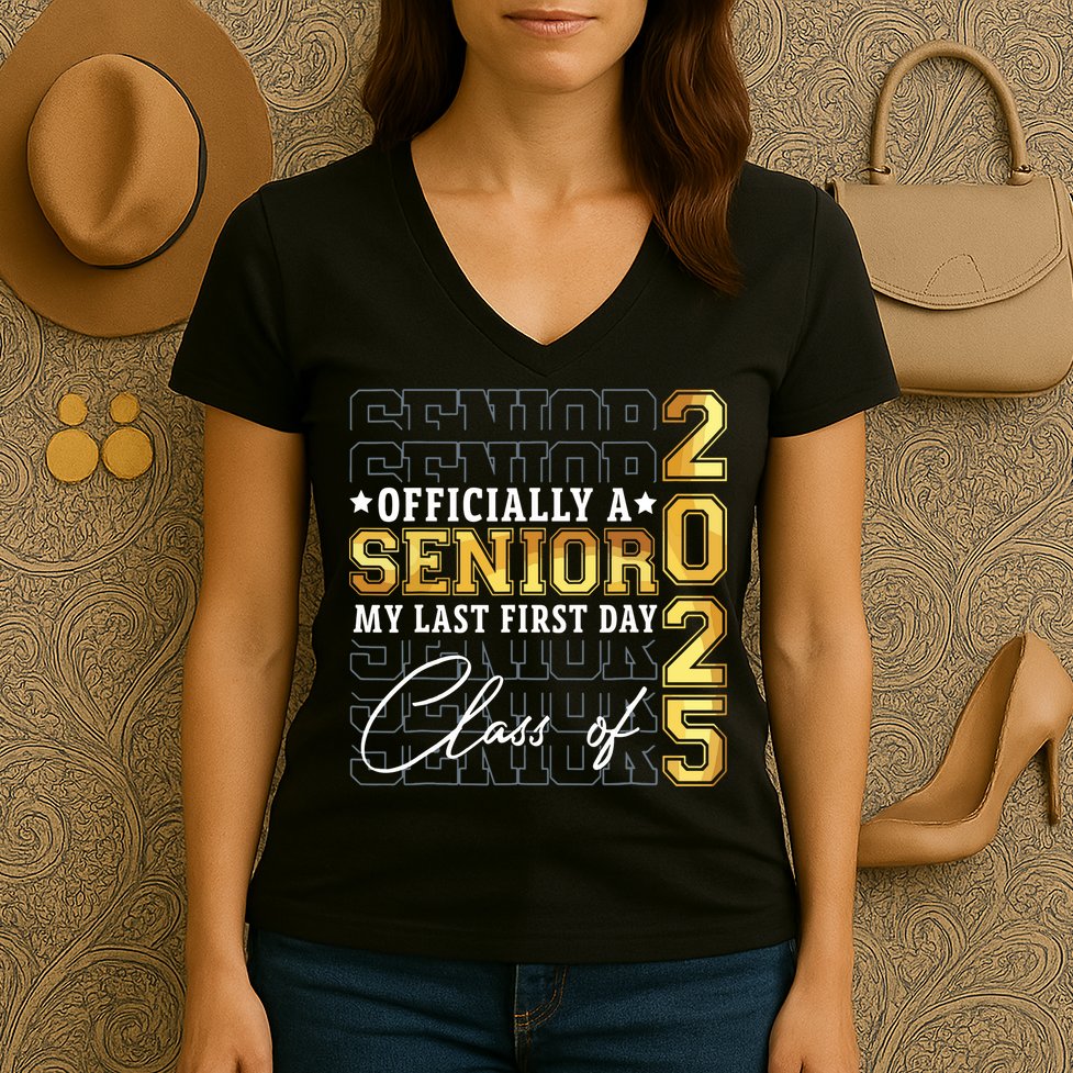 Senior 2025 Graduation My Last First Day Of Class Of 2025 Women's V-Neck T-Shirt