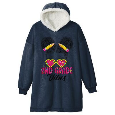 Second 2nd Grade Vibes Messy Bun Back To School Afro Hooded Wearable Blanket