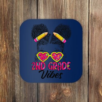 Second 2nd Grade Vibes Messy Bun Back To School Afro Coaster