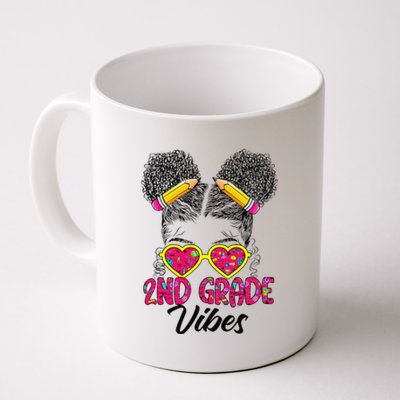 Second 2nd Grade Vibes Messy Bun Back To School Afro Coffee Mug